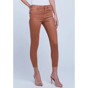 L'Agence 'Margot' Brown Metallic Coated Crop Skinny Denim Jeans Size 27